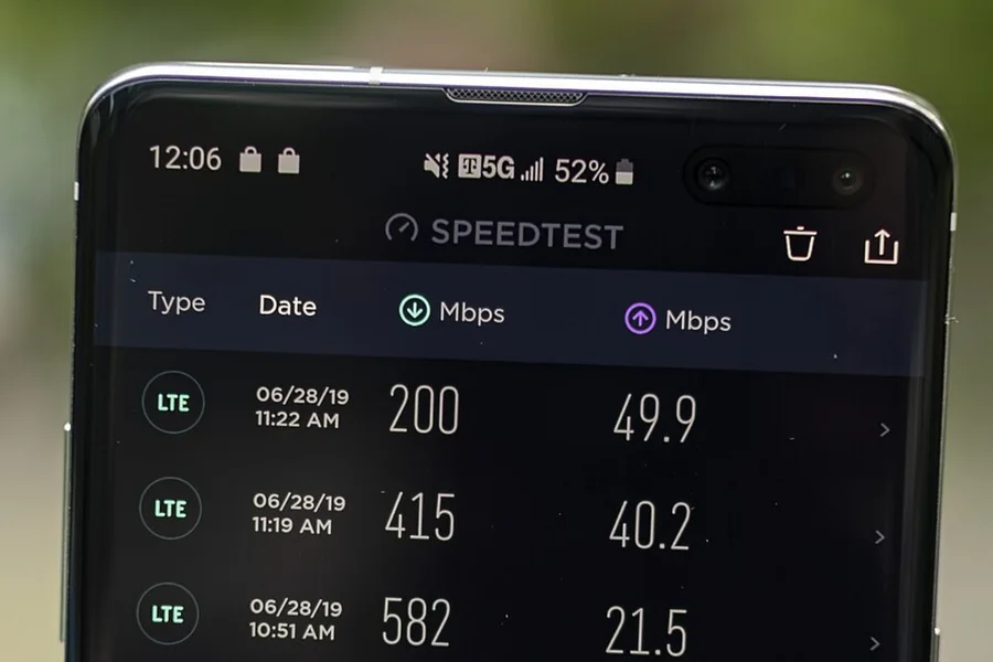 Результаты замера скорости LTE на смартфоне