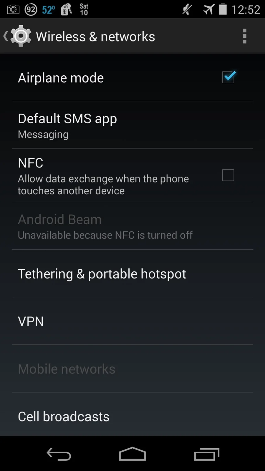 Экран сетевых настроек Android с пунктом VPN