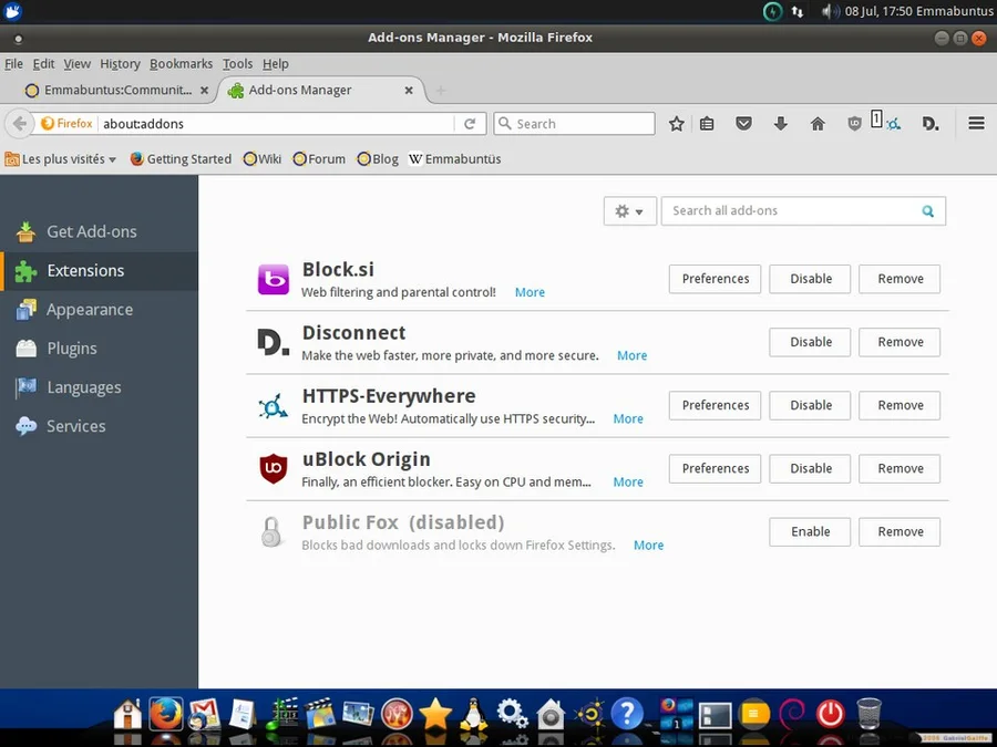 Менеджер расширений Firefox