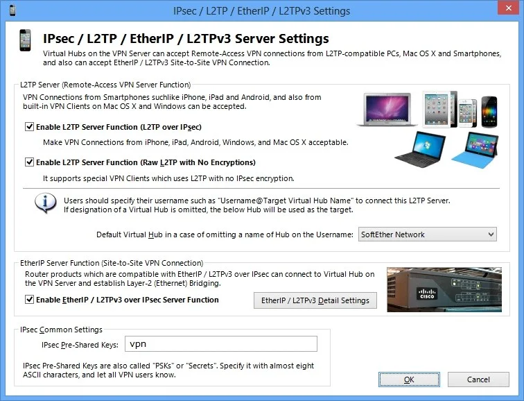 Окно настроек сетевой программы на Windows