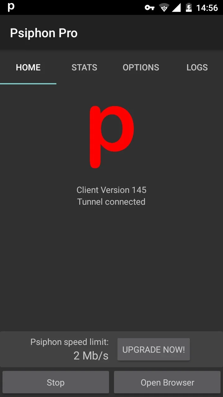 Экран Psiphon на Android