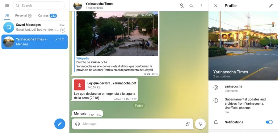 Telegram-канал в веб-версии мессенджера