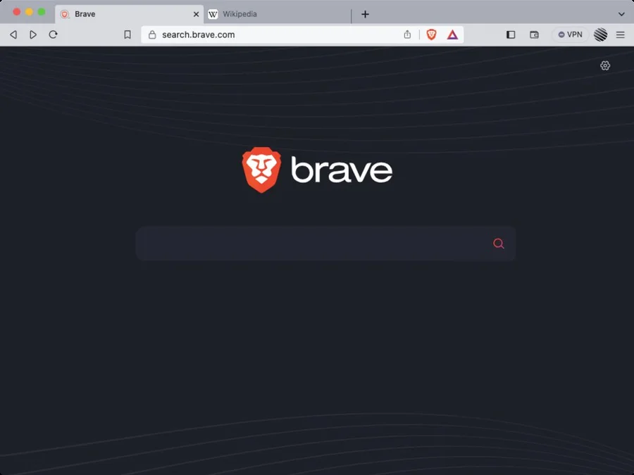 Браузер Brave с кнопкой VPN на панели
