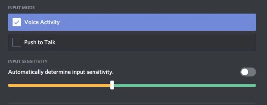 Настройки голосового ввода в приложении Discord