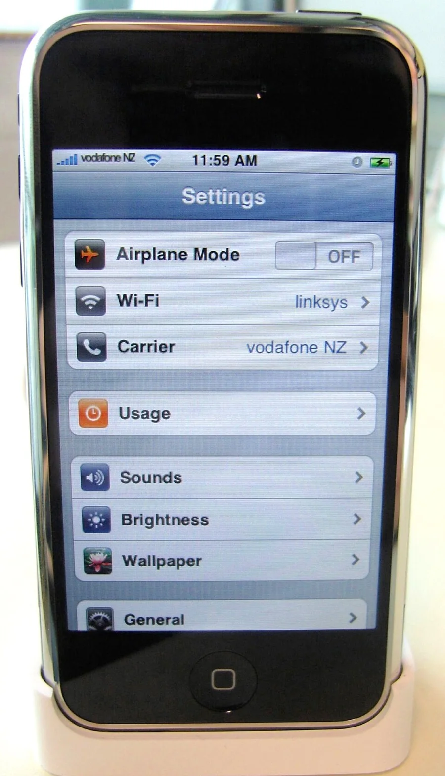 Экран настроек iPhone