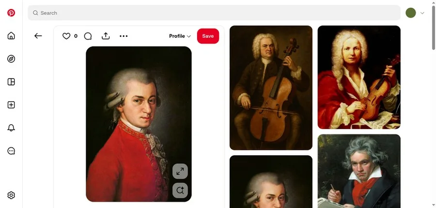 Лента пинов Pinterest с картинками