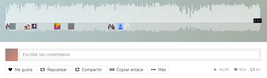 Плеер SoundCloud со звуковой волной трека