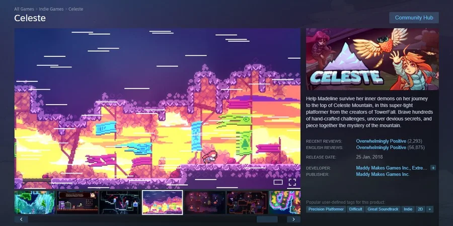 Страница игры в магазине Steam
