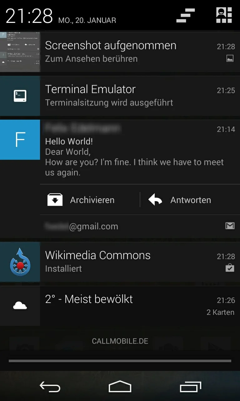 Шторка уведомлений Android со строкой состояния