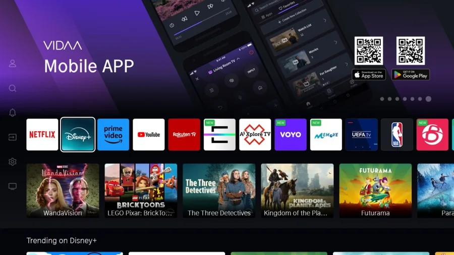 Главный экран Smart TV с рядом приложений