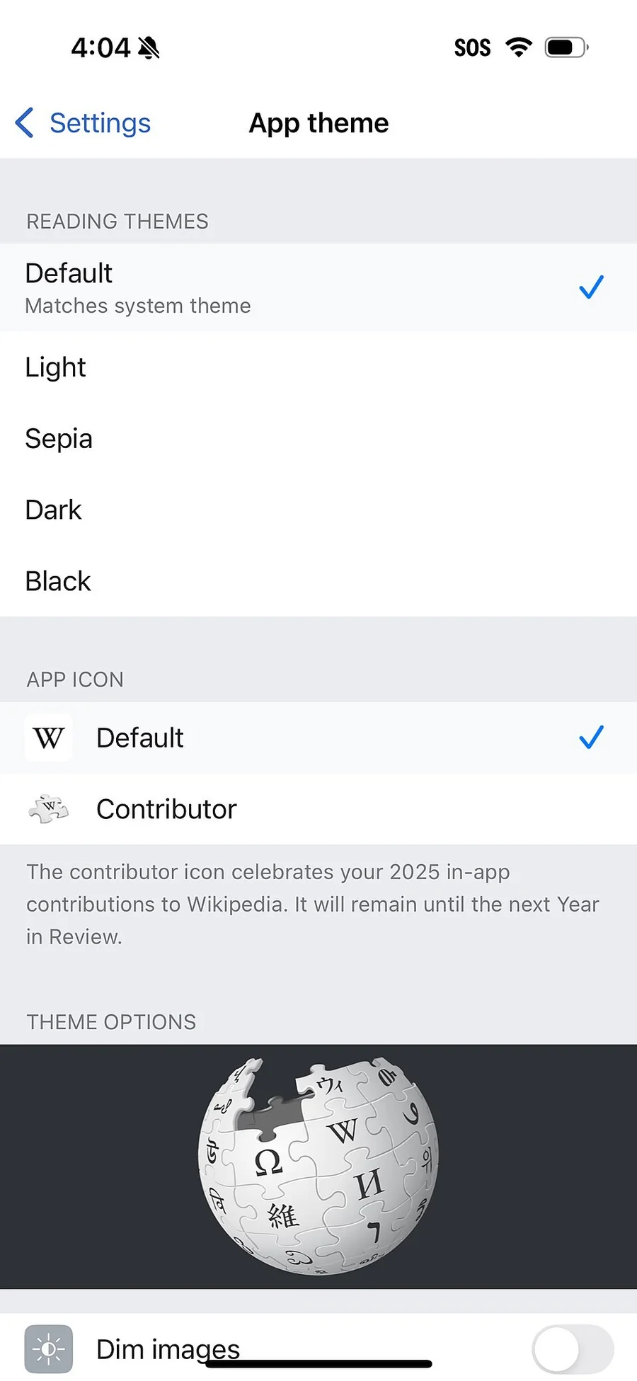 Экран настроек iOS на iPhone